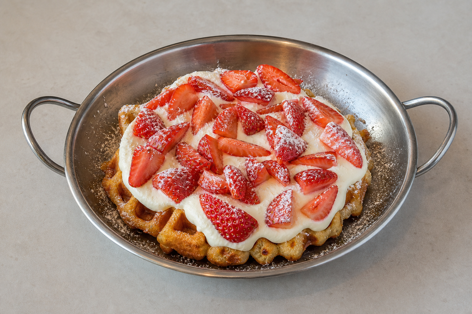 GR Strawberry cream waffle dessert P05 — Greece dish