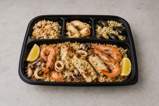 Photorealistic HR Mixed seafood platter seafood P08 food image by VDAMO