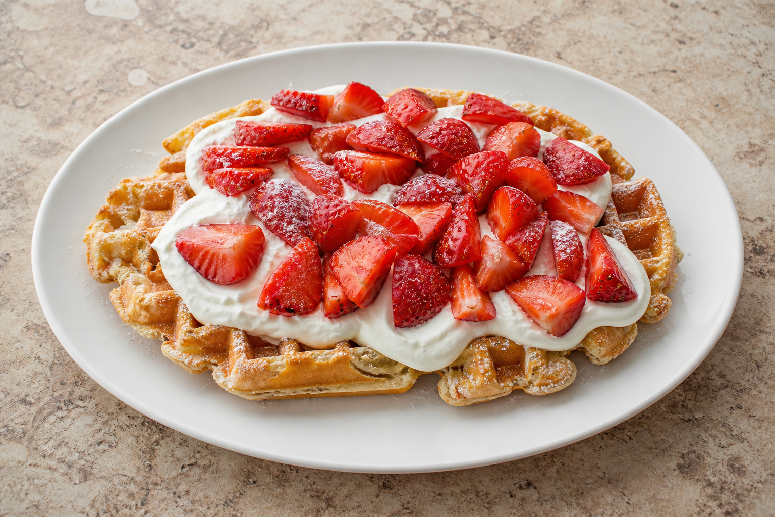 HU Strawberry cream waffle dessert P03 — Hungary dish