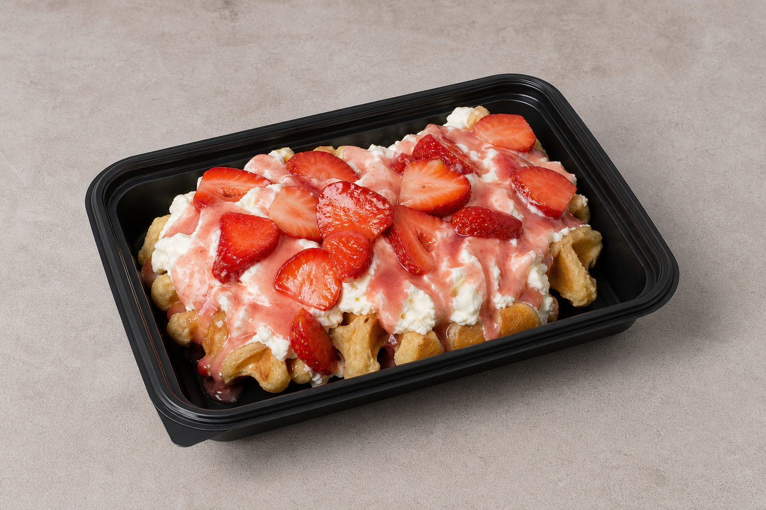 HU Strawberry cream waffle dessert P06 — Hungary dish