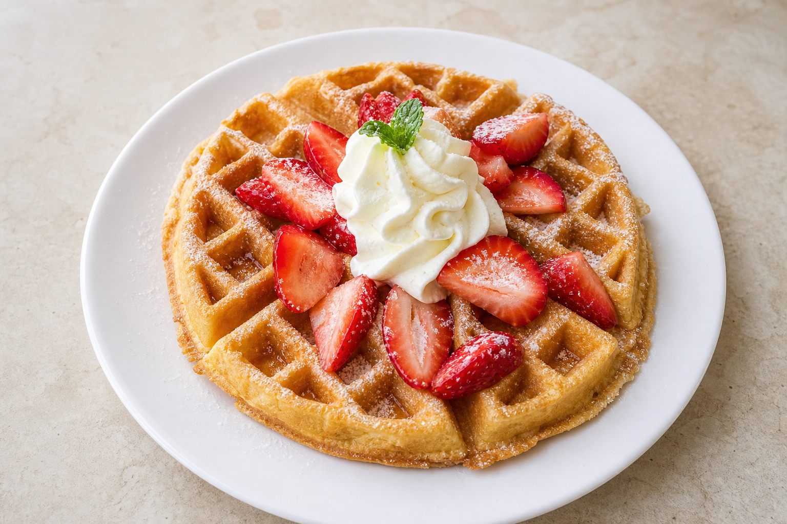 ID Strawberry cream waffle dessert P01 — Indonesia dish