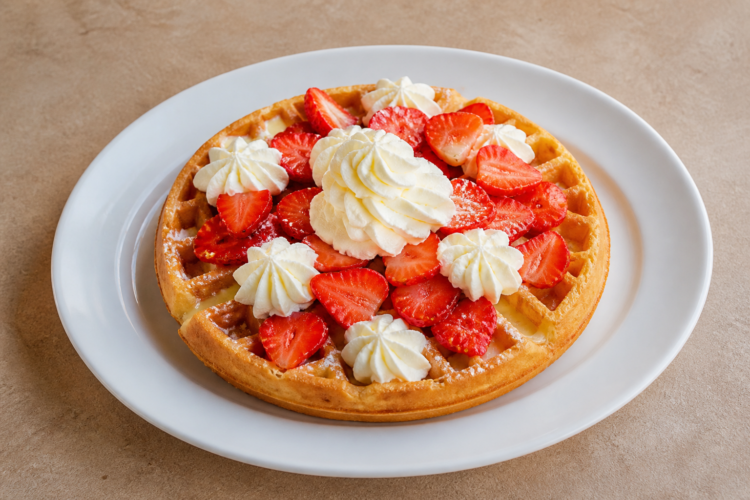 ID Strawberry cream waffle dessert P03 — Indonesia dish