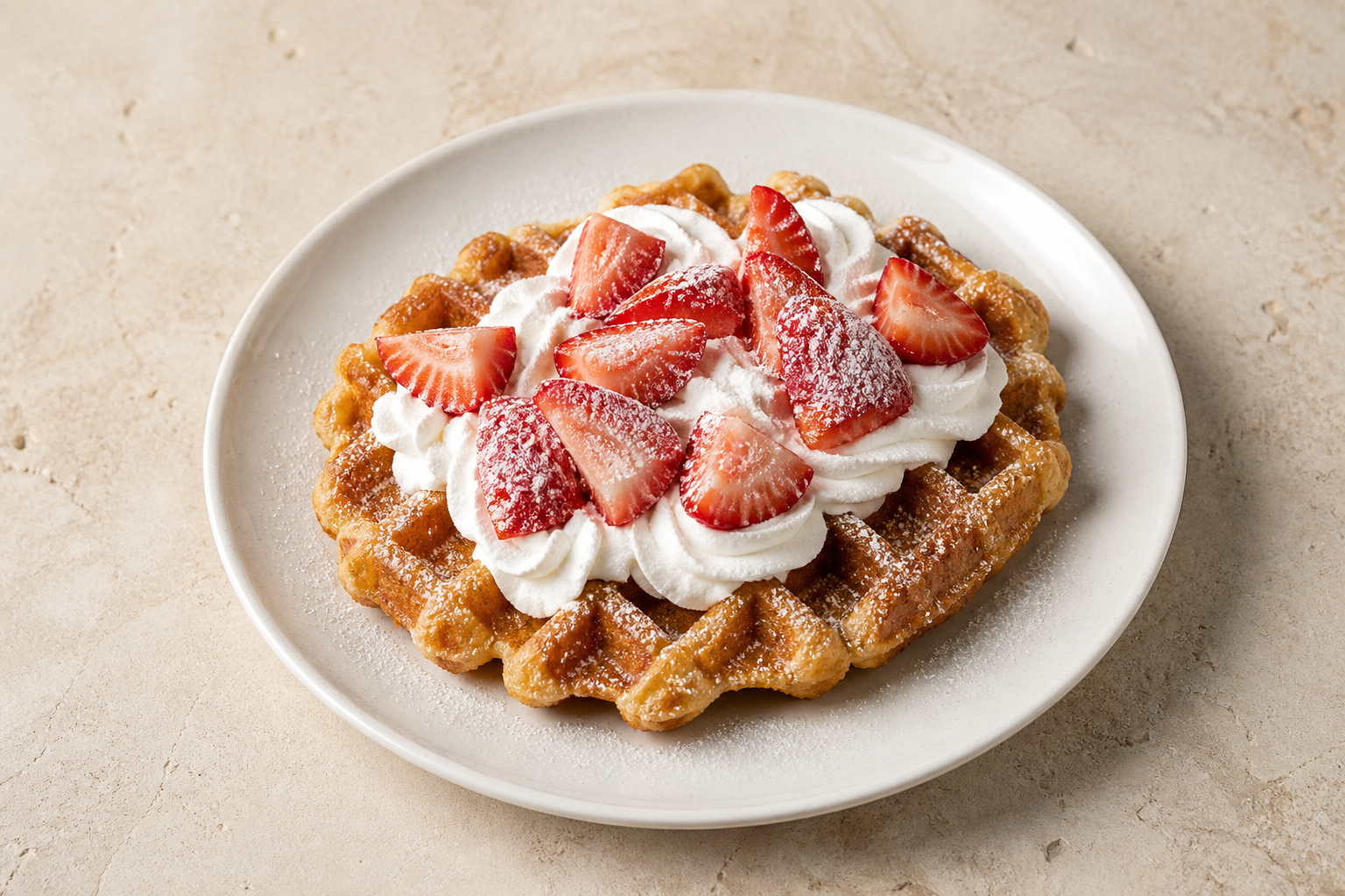 ID Strawberry cream waffle dessert P09 — Indonesia dish