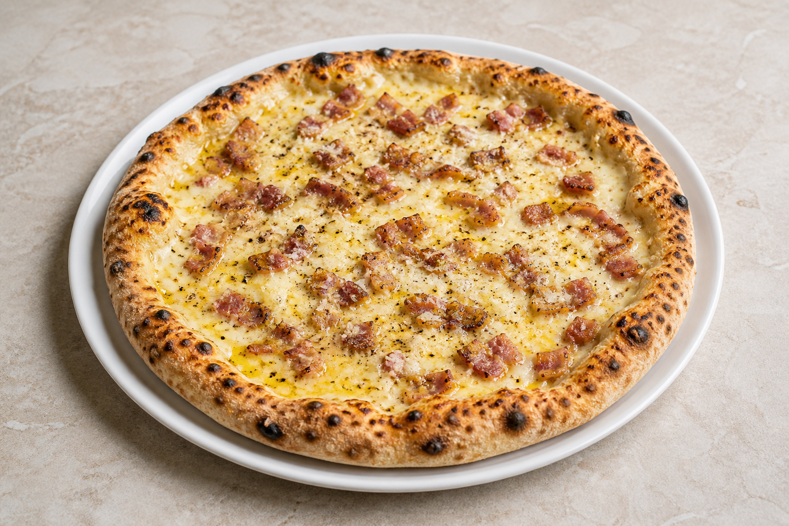Photorealistic Carbonara pizza P04 food image by VDAMO