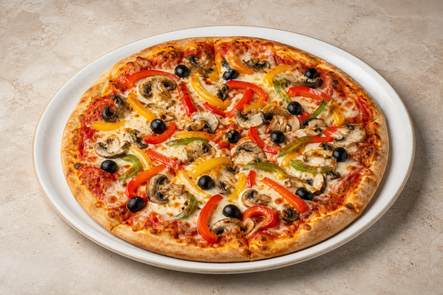 Photorealistic Vegetable pizza P03 food image by VDAMO