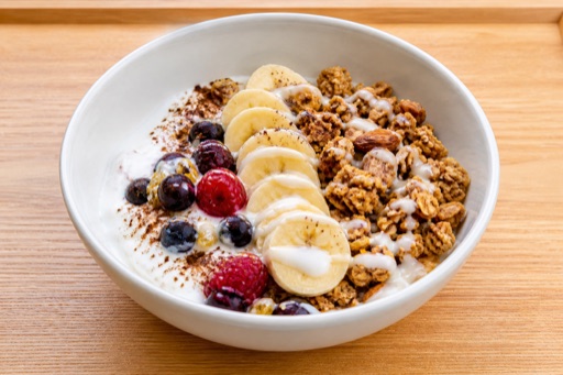 Photorealistic JP Granola yogurt bowl cafe P04 food image by VDAMO