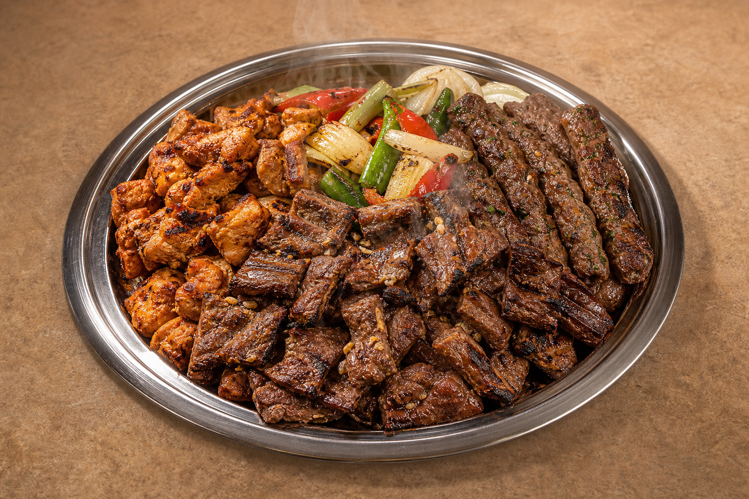 Photorealistic KR Smoky beef kebab plate barbecue P10 food image by VDAMO