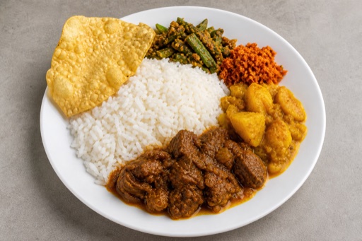 Photorealistic Sri Lankan curry plate P01 food image by VDAMO
