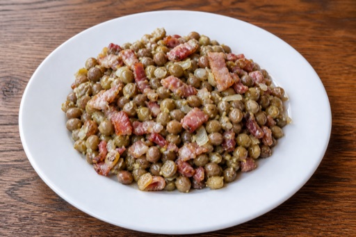 Grey peas with bacon food image by VDAMO