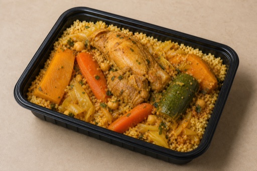 Photorealistic MA Vegetable couscous plate north-african P06 food image by VDAMO