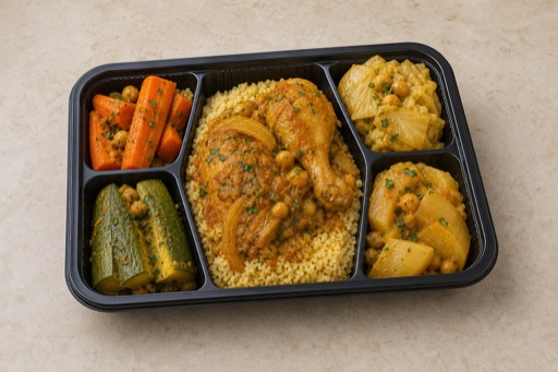 Photorealistic MA Vegetable couscous plate north-african P08 food image by VDAMO