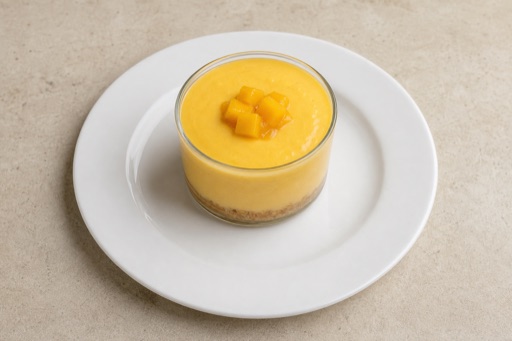 Photorealistic MX Mango pudding cup dessert P01 food image by VDAMO
