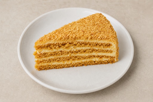 Photorealistic NL Honey cake slice dessert P09 food image by VDAMO