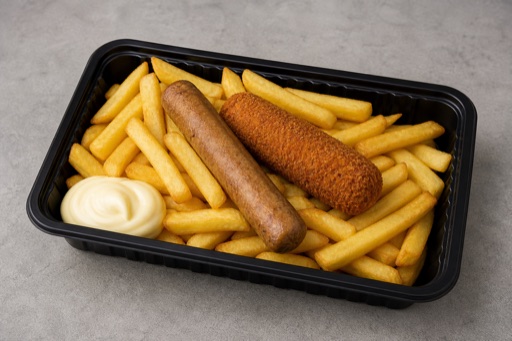 Photorealistic Dutch snack box P06 food image by VDAMO