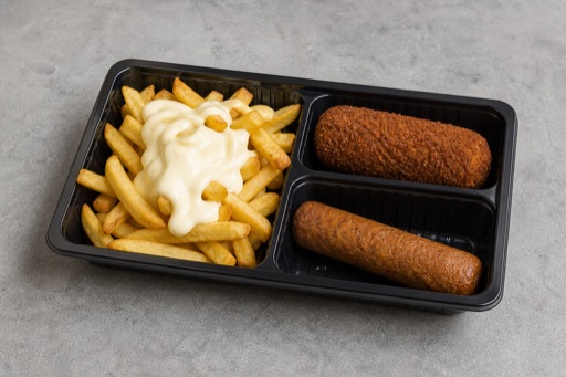 Photorealistic Dutch snack box P08 food image by VDAMO