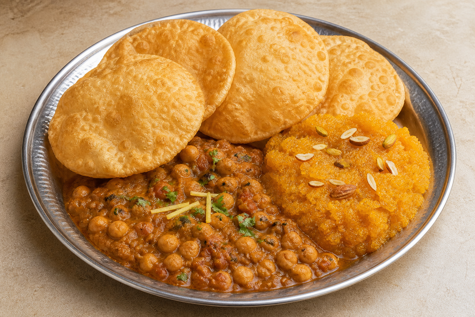 Photorealistic Halwa puri P10 food image by VDAMO