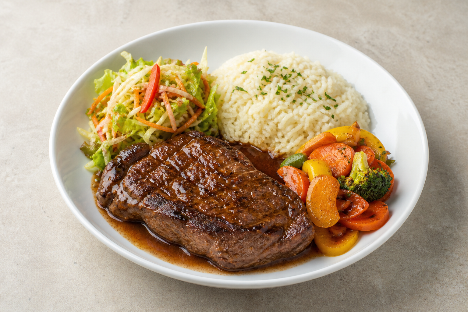 Photorealistic PL Beef steak plate western P04 food image by VDAMO