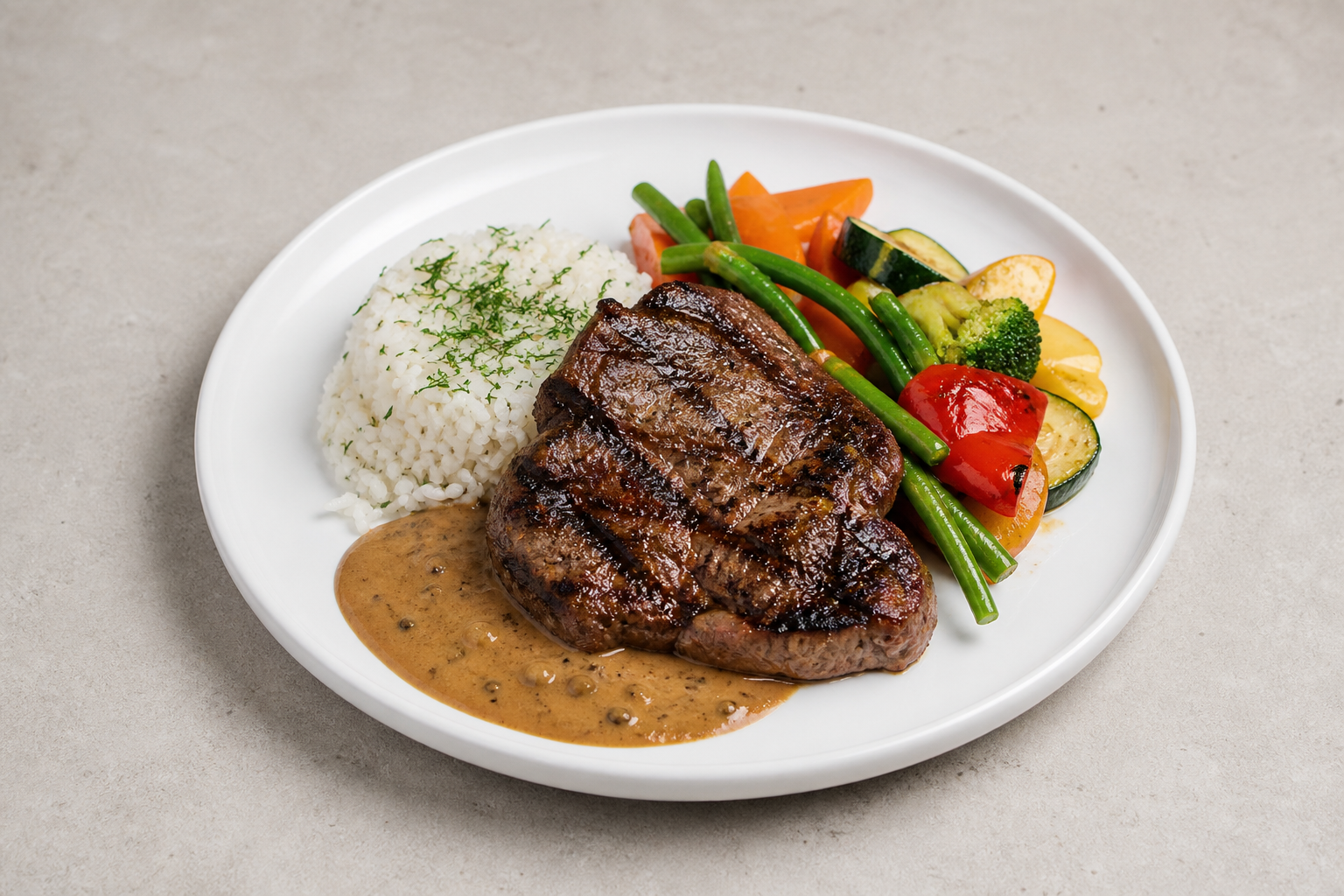 Photorealistic PL Beef steak plate western P09 food image by VDAMO