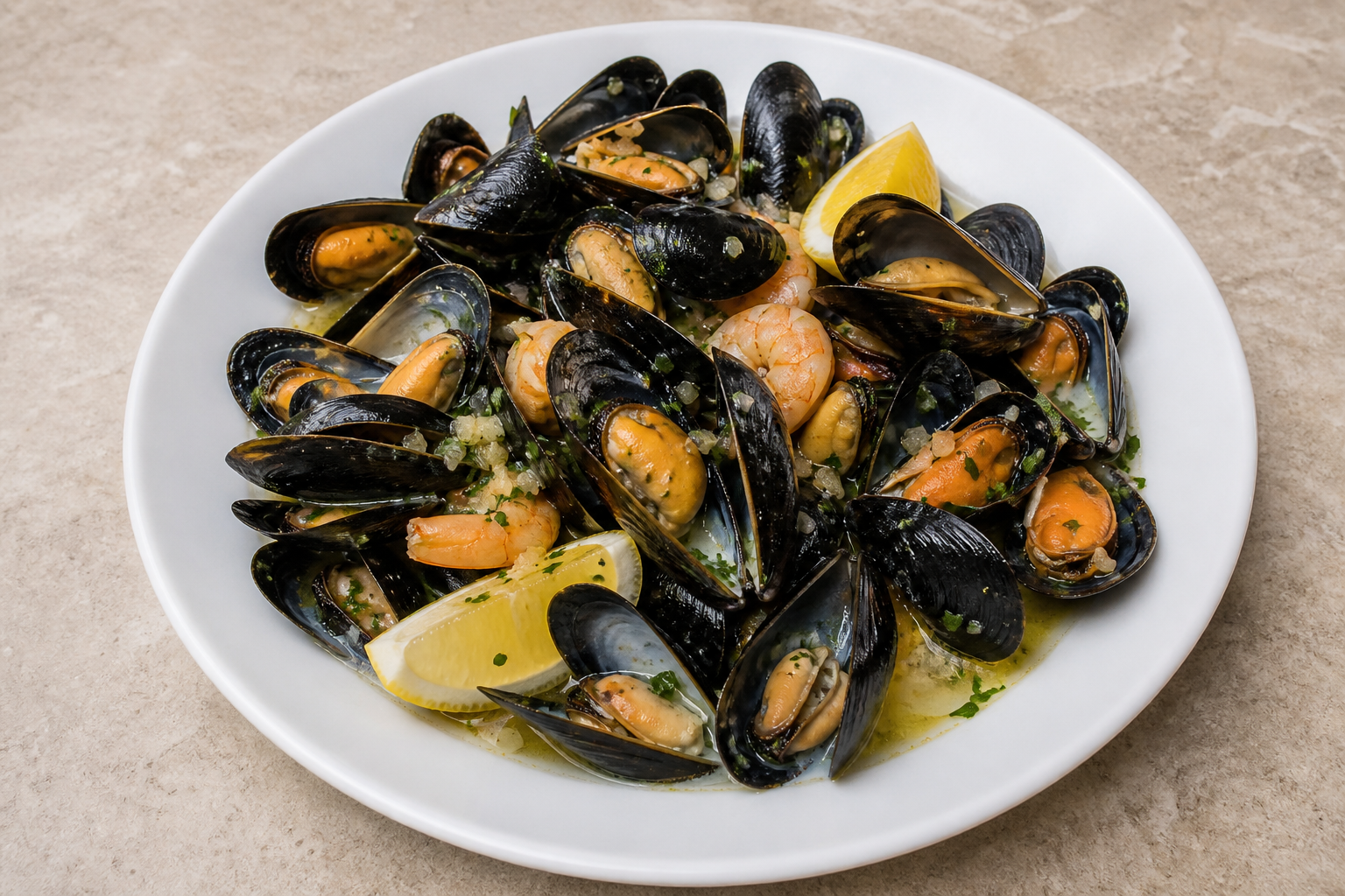 Photorealistic PT Steamed mussels pot portuguese P01 food image by VDAMO