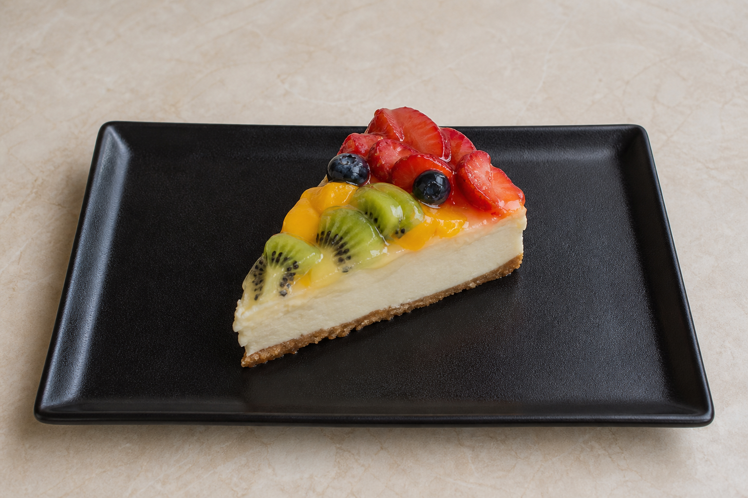 Photorealistic QA Fruit cheesecake slice dessert P02 food image by VDAMO