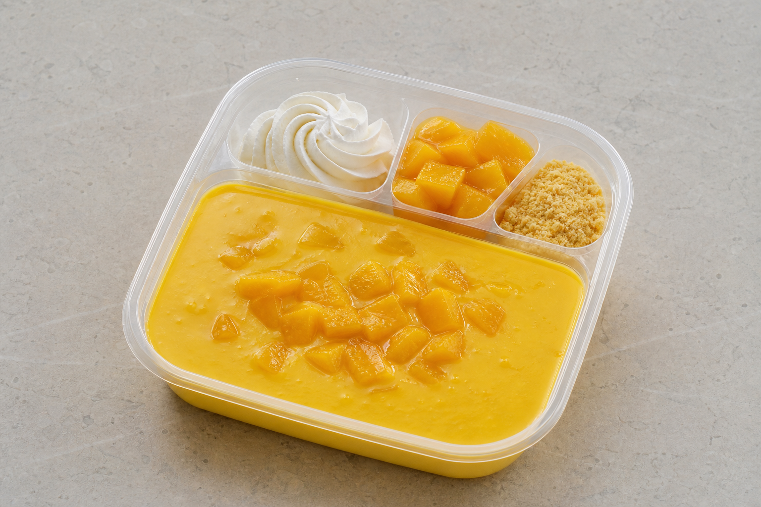 Photorealistic QA Mango pudding cup dessert P08 food image by VDAMO