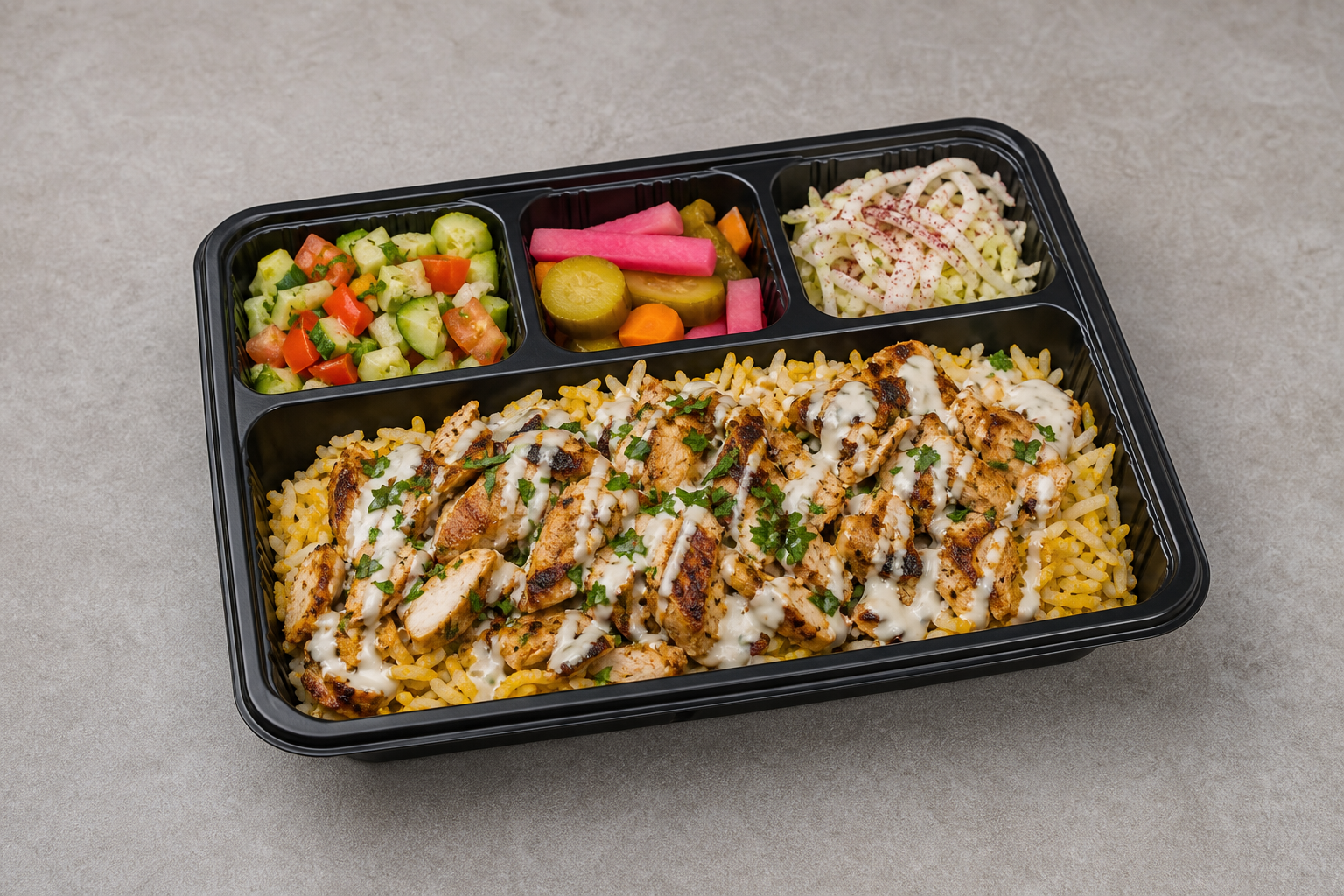 Photorealistic QA Chicken shawarma plate middle-eastern P08 food image by VDAMO