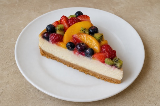 Photorealistic RO Fruit cheesecake slice dessert P01 food image by VDAMO