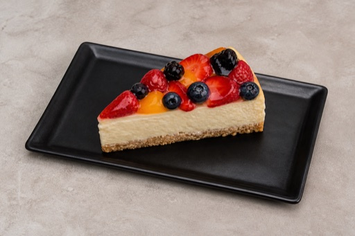 Photorealistic RO Fruit cheesecake slice dessert P02 food image by VDAMO