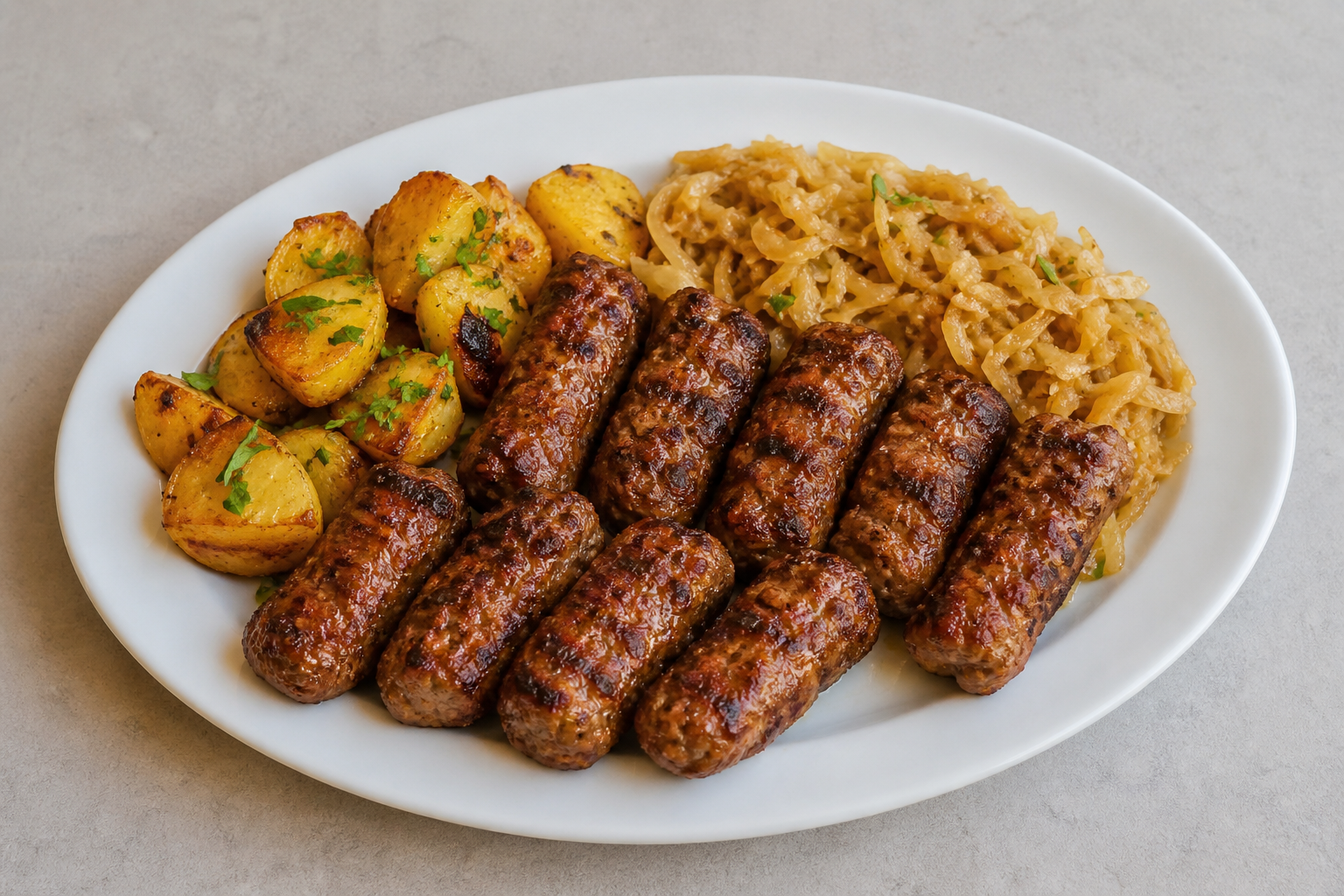RO Grilled sausage meal eastern-european P03 — Romania dish