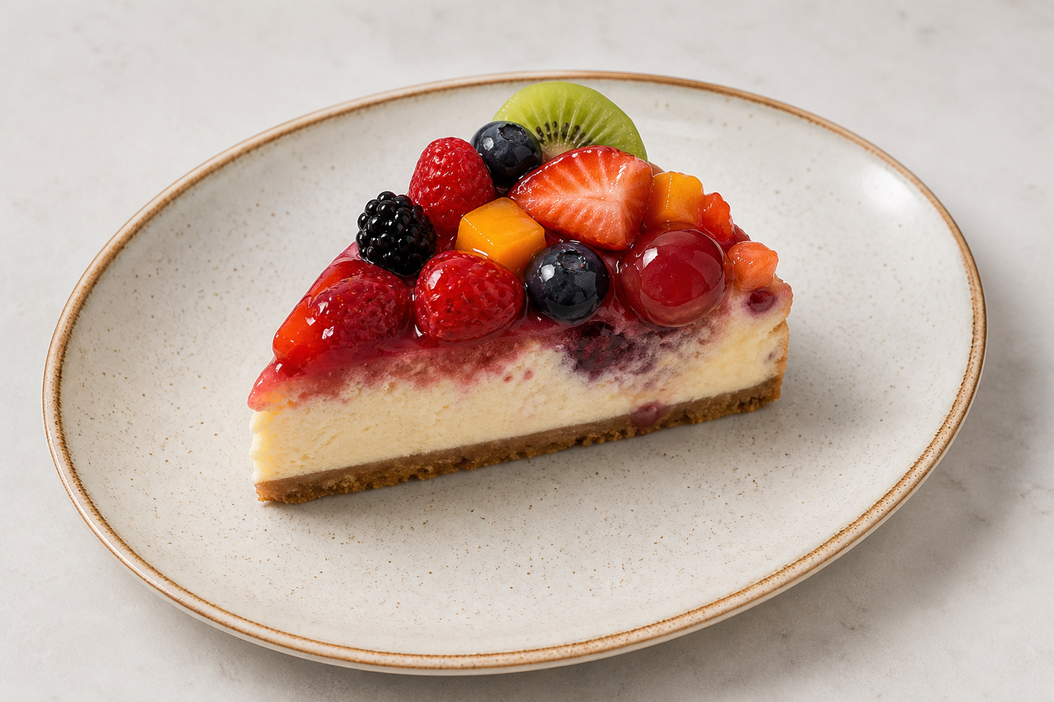 Photorealistic RS Fruit cheesecake slice dessert P03 food image by VDAMO