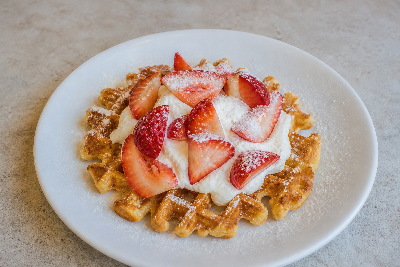 RS Strawberry cream waffle dessert P09 — Serbia dish