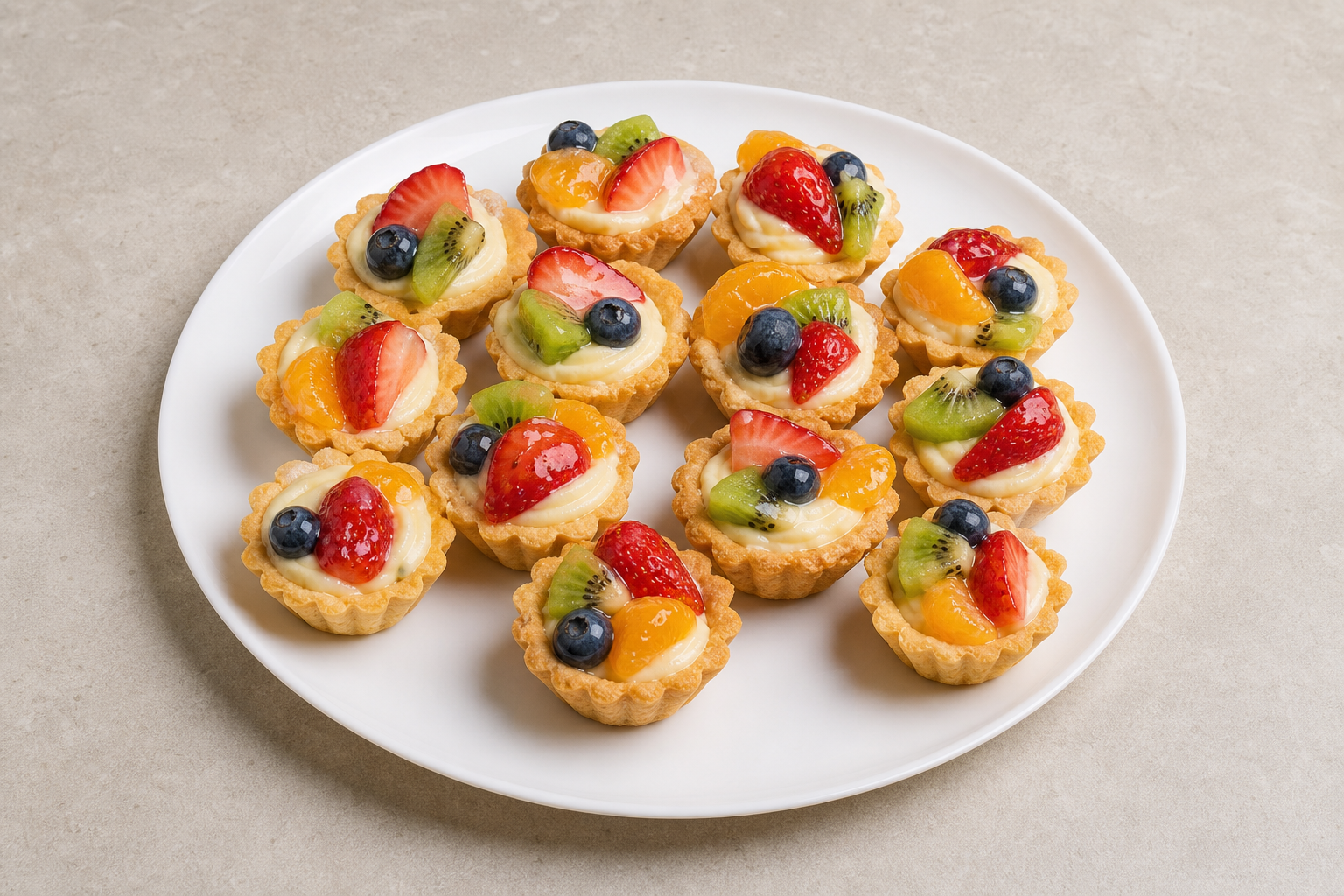 Photorealistic RU Mini fruit tart bakery P01 food image by VDAMO