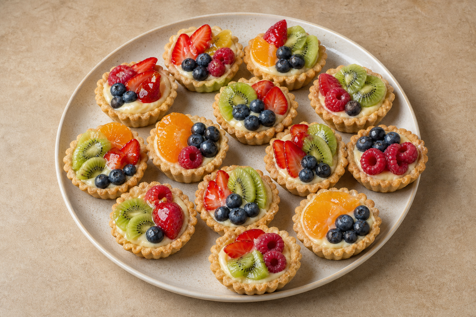 Photorealistic RU Mini fruit tart bakery P10 food image by VDAMO