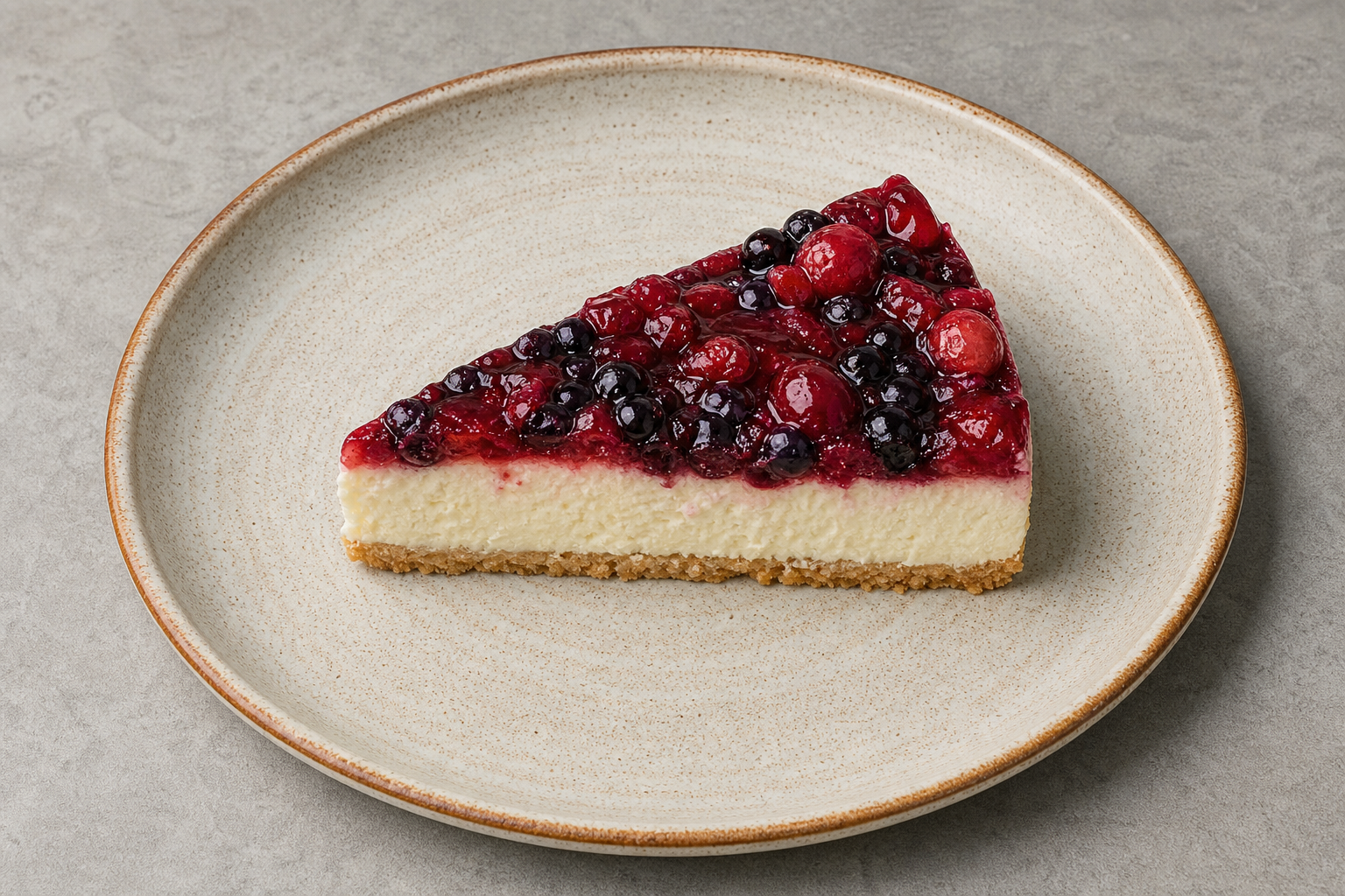 Photorealistic RU Fruit cheesecake slice dessert P10 food image by VDAMO