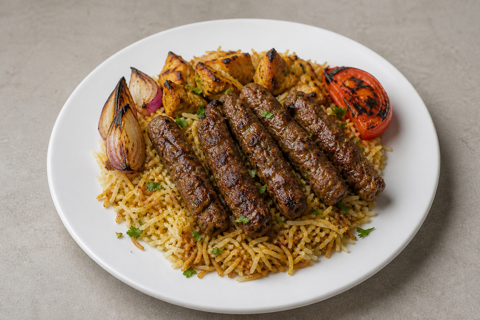 SA Grilled kofta meal middle-eastern P01 — Saudi Arabia dish