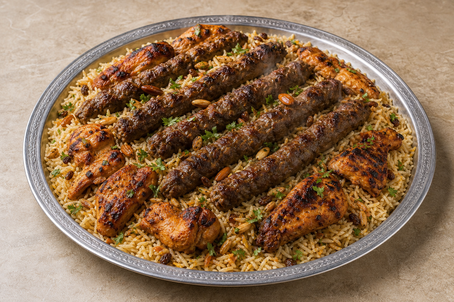 Photorealistic SA Grilled kofta meal middle-eastern P10 food image by VDAMO