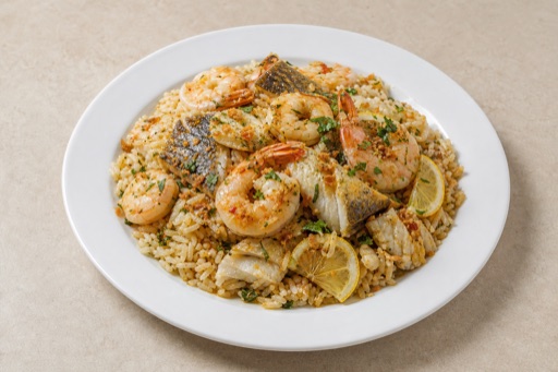 SG Seafood rice plate seafood menu photo, Singapore menu images by VDAMO