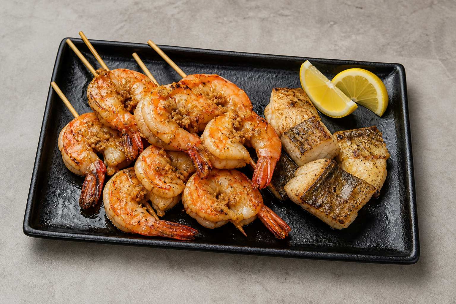 SG Shrimp skewer plate seafood P02 — Singapore dish