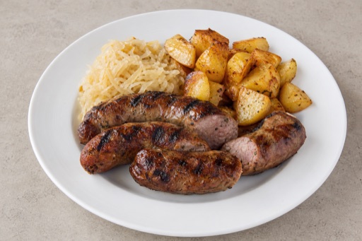 Photorealistic SK Grilled sausage meal eastern-european P01 food image by VDAMO