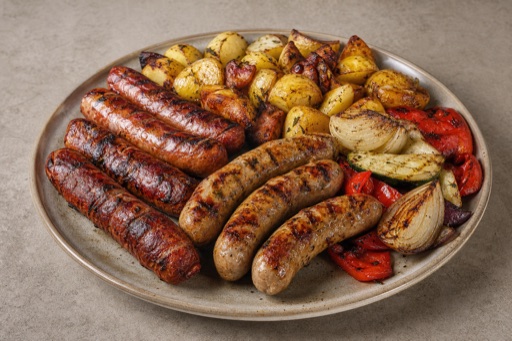 Photorealistic SK Grilled sausage meal eastern-european P10 food image by VDAMO