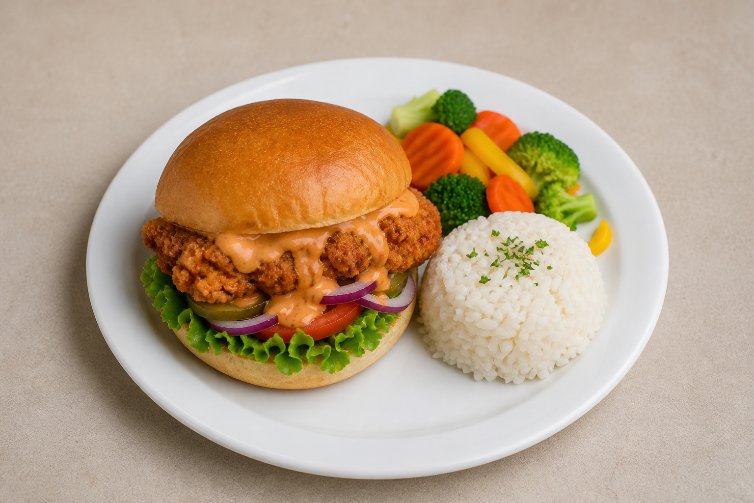 SK Spicy chicken sandwich fast-food P09 — Slovakia dish