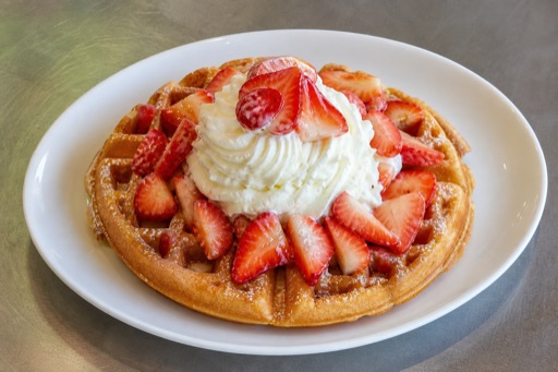 Photorealistic TH Strawberry cream waffle dessert P03 food image by VDAMO