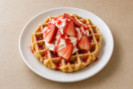 Photorealistic TH Strawberry cream waffle dessert P09 food image by VDAMO