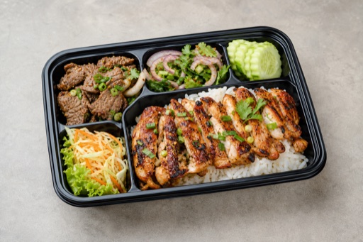 Photorealistic TH Grilled chicken meal milk-tea P06 food image by VDAMO