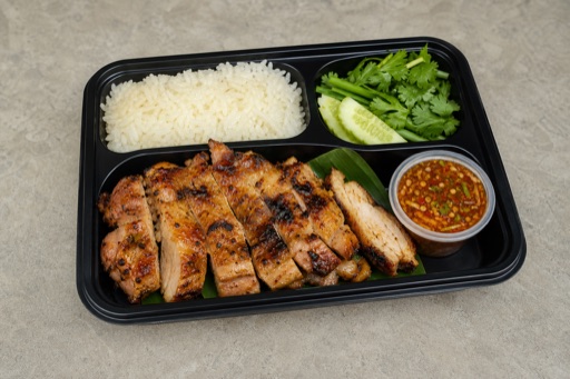 Photorealistic TH Grilled chicken meal milk-tea P08 food image by VDAMO