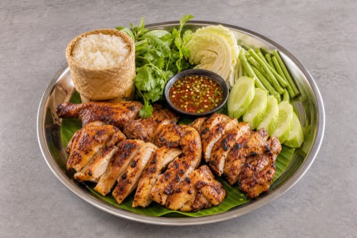 Photorealistic TH Grilled chicken meal milk-tea P10 food image by VDAMO