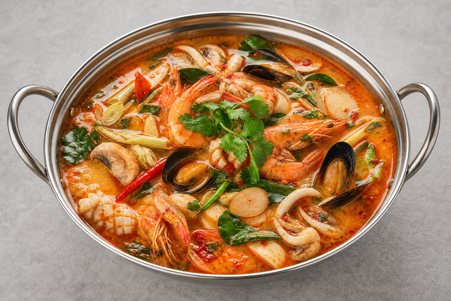 Photorealistic Tom yum seafood pot P10 food image by VDAMO