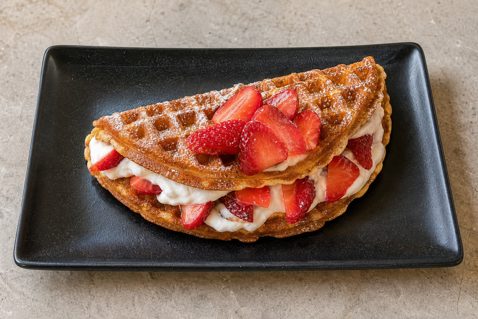 TR Strawberry cream waffle dessert P02 — Türkiye dish
