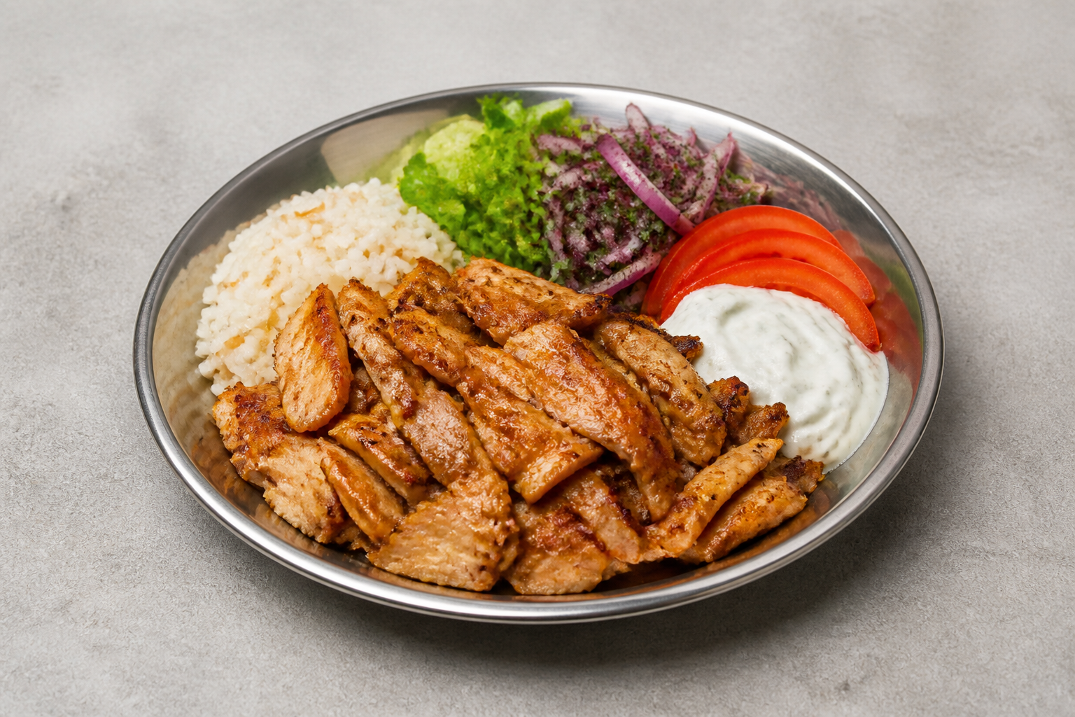 Photorealistic TR Chicken shawarma plate middle-eastern P05 food image by VDAMO