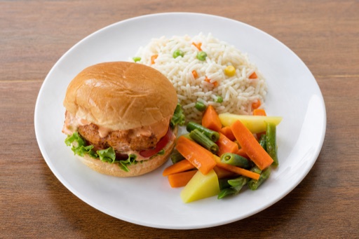 Photorealistic TZ Kids burger meal fast-food P01 food image by VDAMO